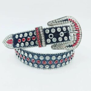 Ceintures en strass pour homme et femmes, Ceinture en cuir à clous en cristal de style