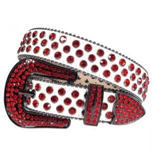 Ceintures en strass pour homme et femmes, Ceinture en cuir à clous en cristal de style