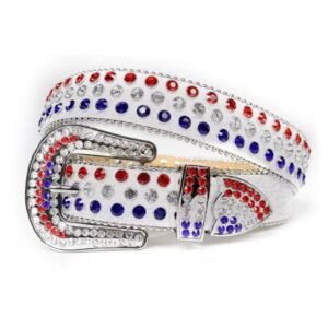 Ceintures en strass pour homme et femmes, Ceinture en cuir à clous en cristal de style