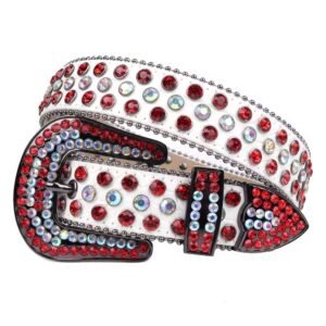 Ceintures en strass pour homme et femmes, Ceinture en cuir à clous en cristal de style