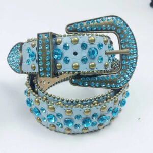 Ceintures en strass pour homme et femmes, Ceinture en cuir à clous en cristal de style