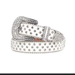 Ceintures en strass pour homme et femmes, Ceinture en cuir à clous en cristal de style