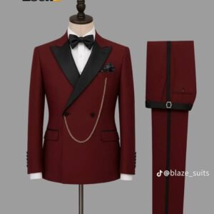 Costume 2 pièces marron avec revers noir pour hommes