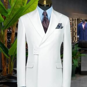 Costume croisé pour homme beige clair