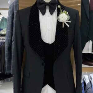 costumes 3 pièces impression carré deux fentes affaires brillant