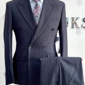 costumes gris à rayures croisés pour hommes